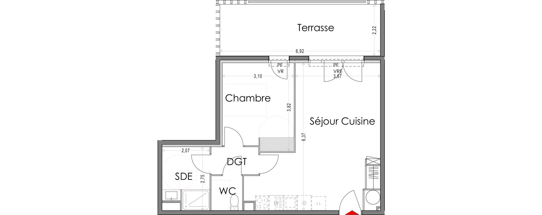 Appartement T2 de 49,16 m2 &agrave; Saint-R&eacute;my-De-Provence Centre