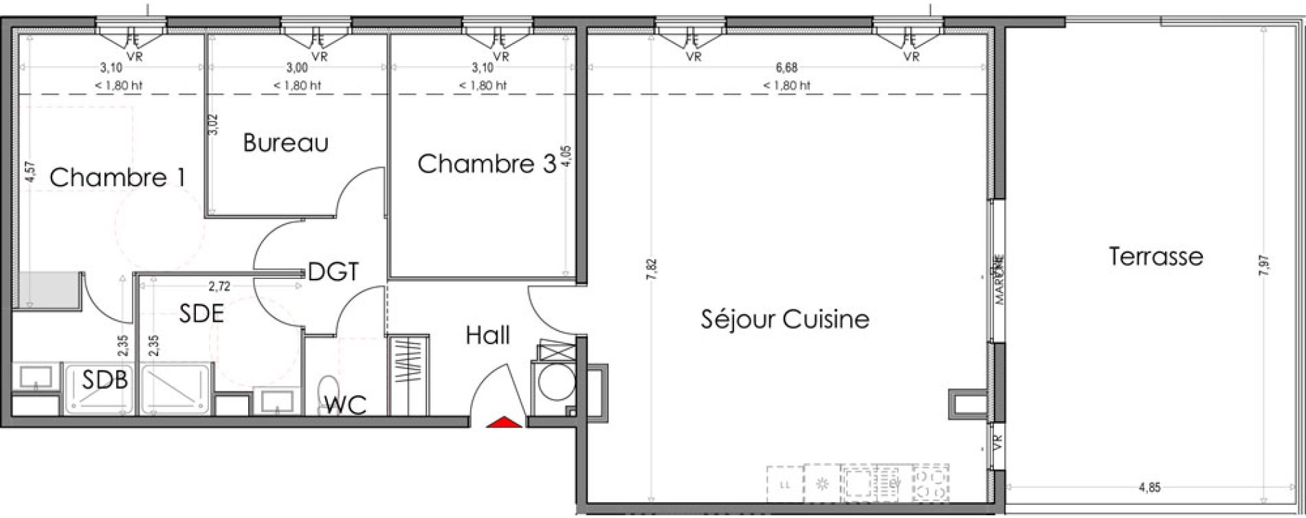 Appartement T4 de 92,85 m2 &agrave; Saint-R&eacute;my-De-Provence Centre