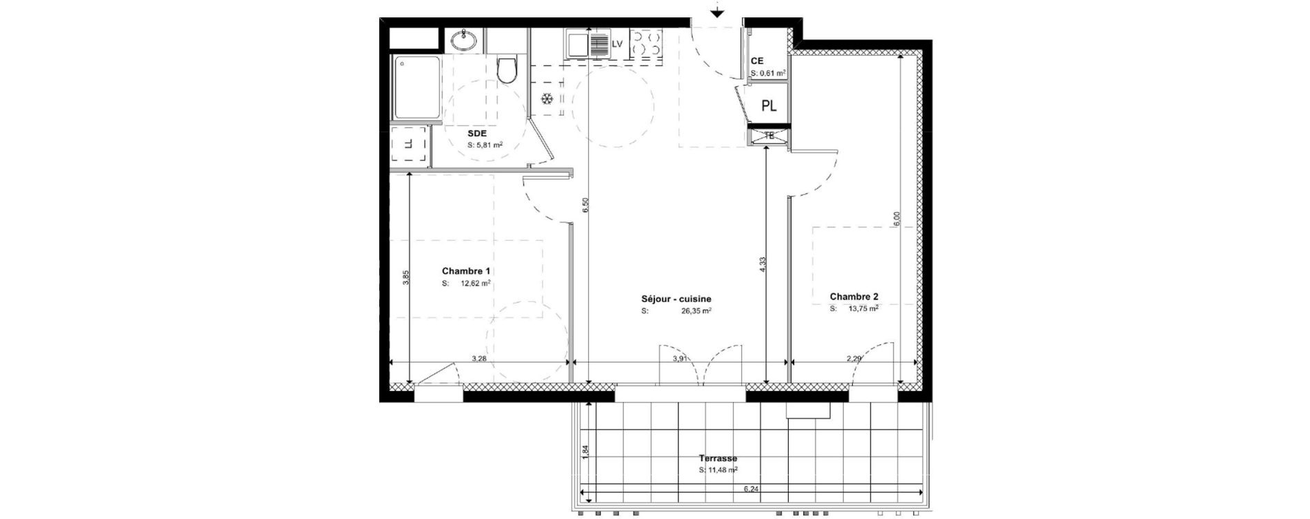 Appartement T3 de 59,14 m2 &agrave; S&eacute;nas Centre