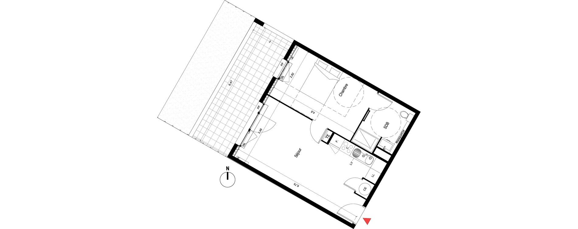 Appartement T2 de 41,77 m2 &agrave; S&eacute;nas Centre