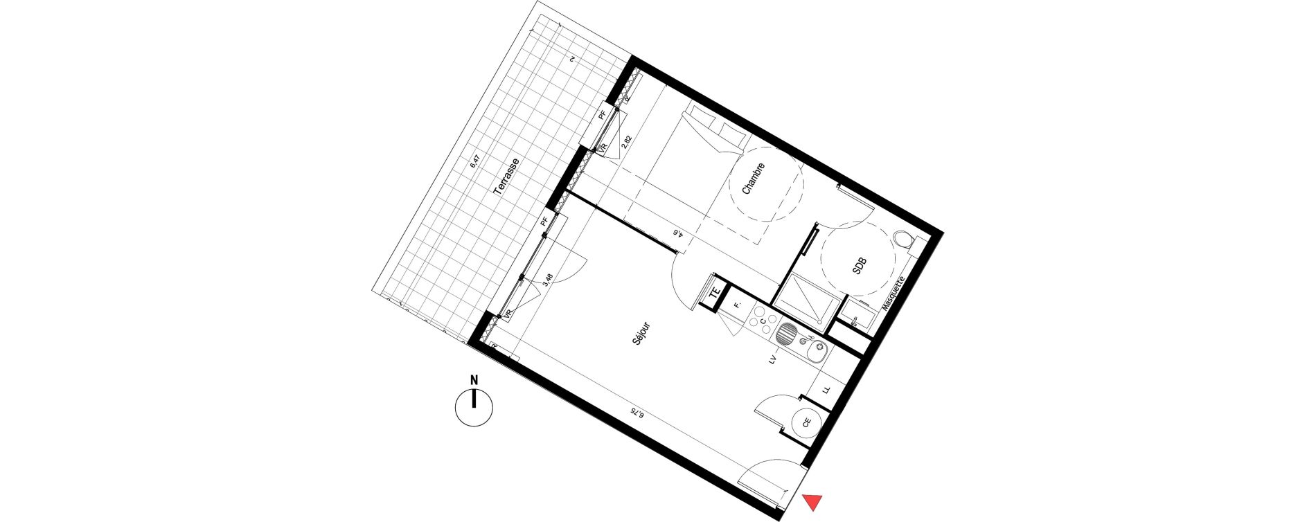 Appartement T2 de 41,77 m2 &agrave; S&eacute;nas Centre