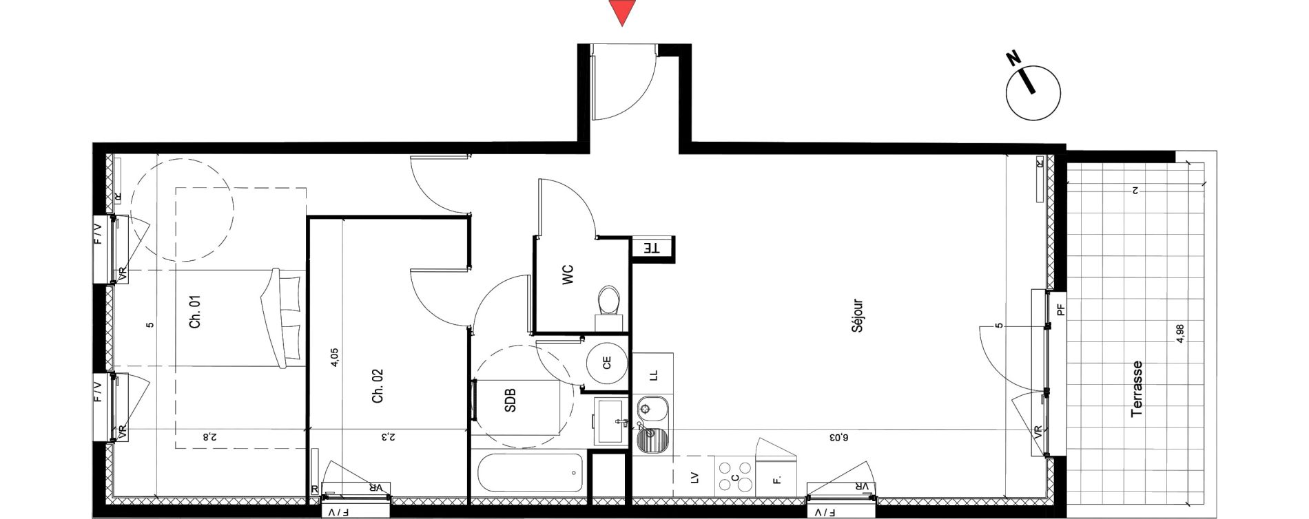 Appartement T3 de 68,19 m2 &agrave; S&eacute;nas Centre