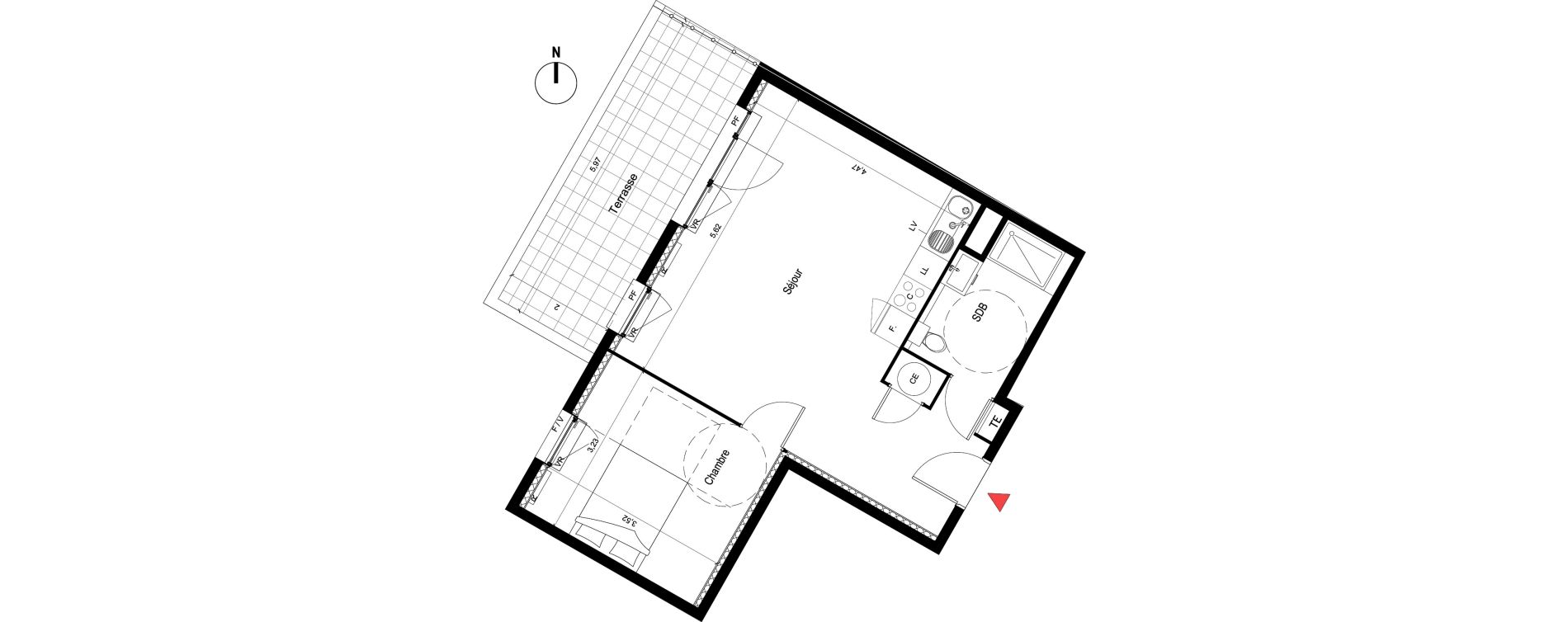Appartement T2 de 47,25 m2 &agrave; S&eacute;nas Centre