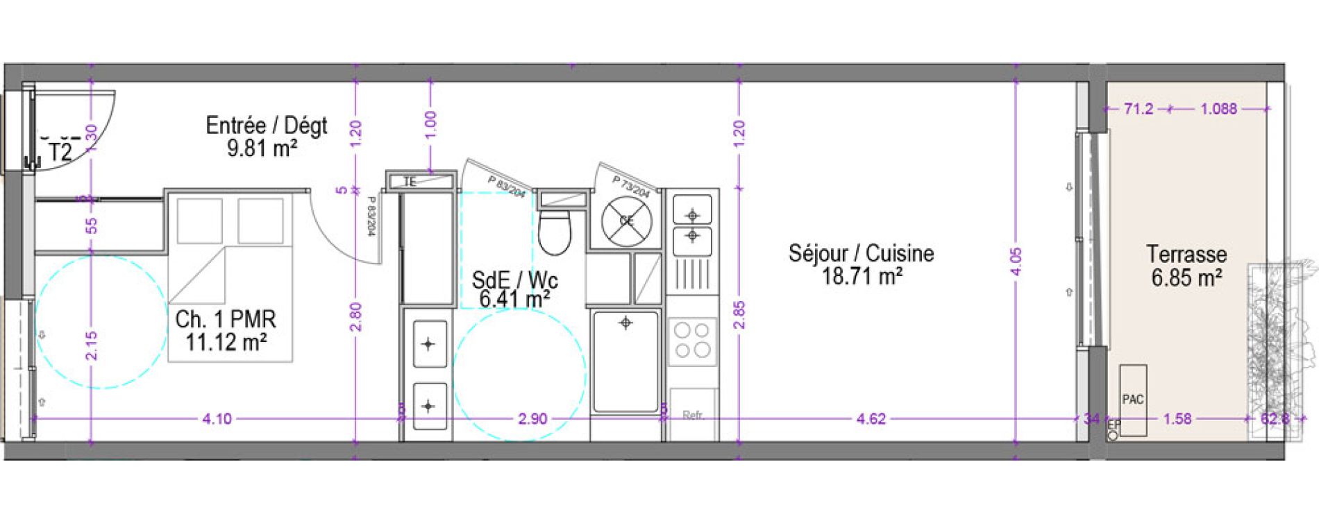 Appartement T2 de 46,05 m2 &agrave; S&eacute;nas Centre