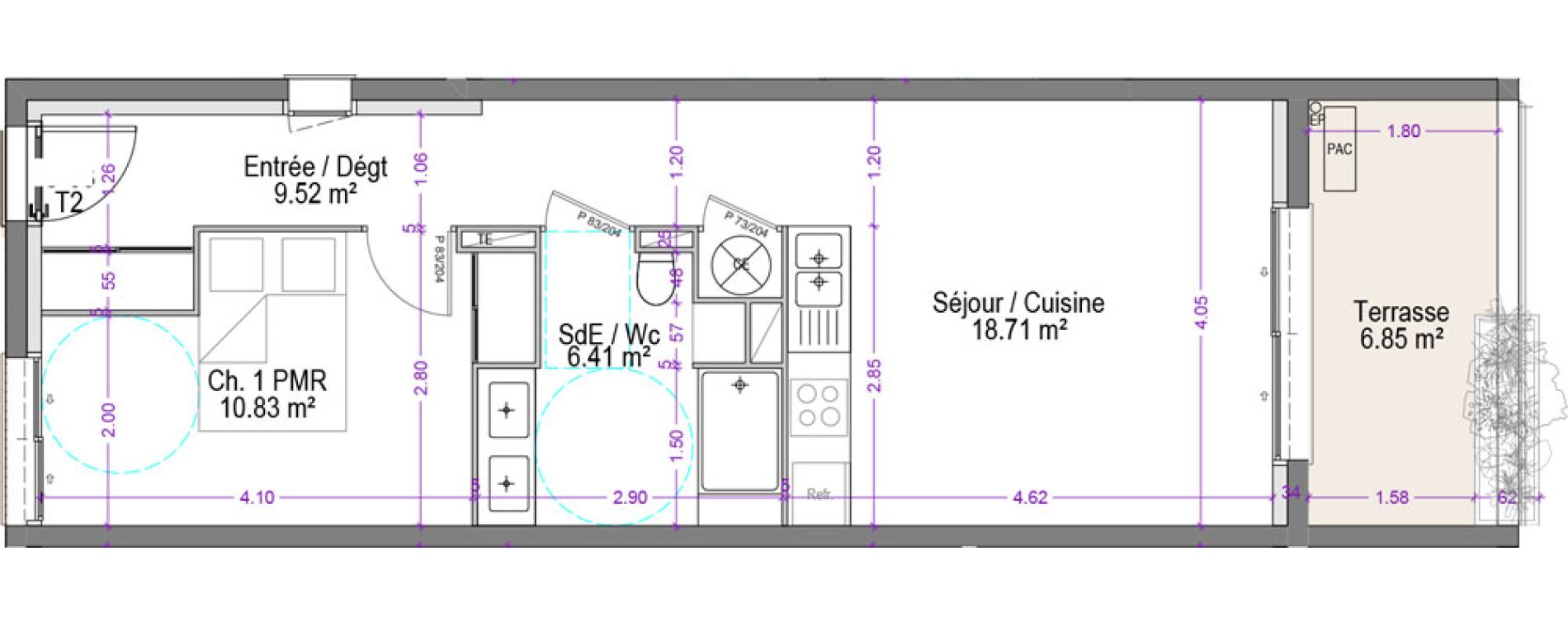 Appartement T2 de 45,47 m2 &agrave; S&eacute;nas Centre