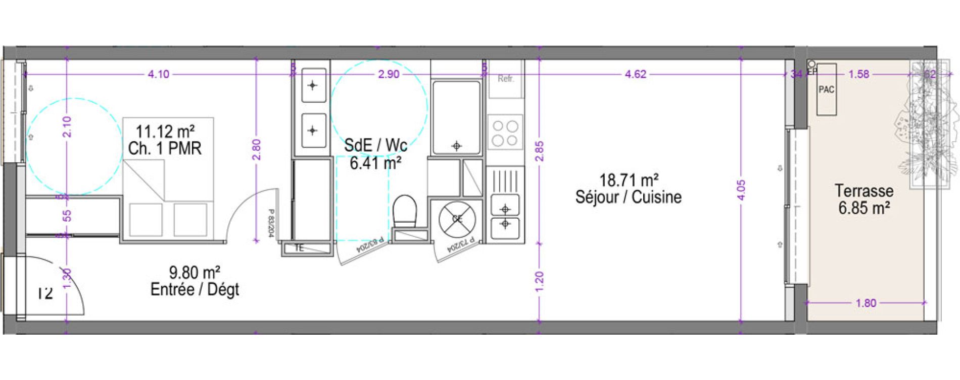 Appartement T2 de 46,05 m2 &agrave; S&eacute;nas Centre