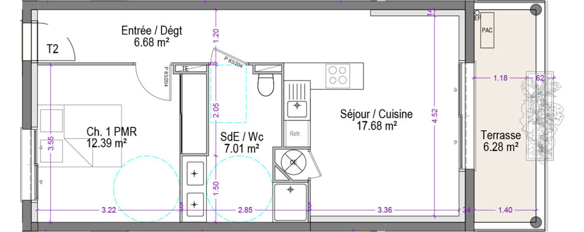 Appartement T2 de 43,76 m2 &agrave; S&eacute;nas Centre