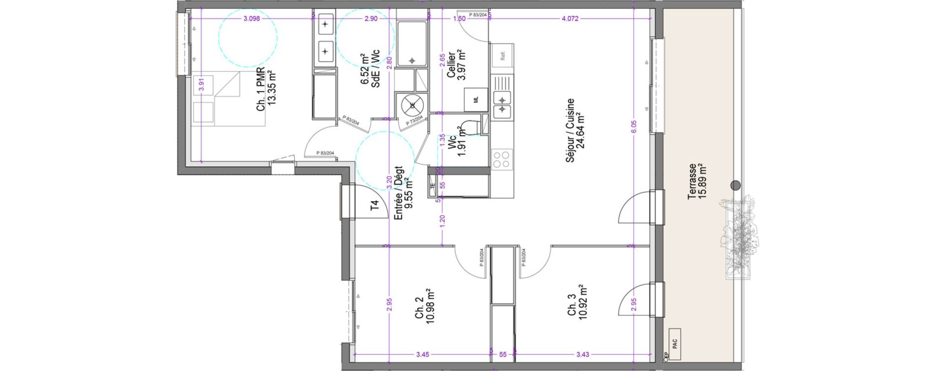 Appartement T4 de 81,84 m2 &agrave; S&eacute;nas Centre