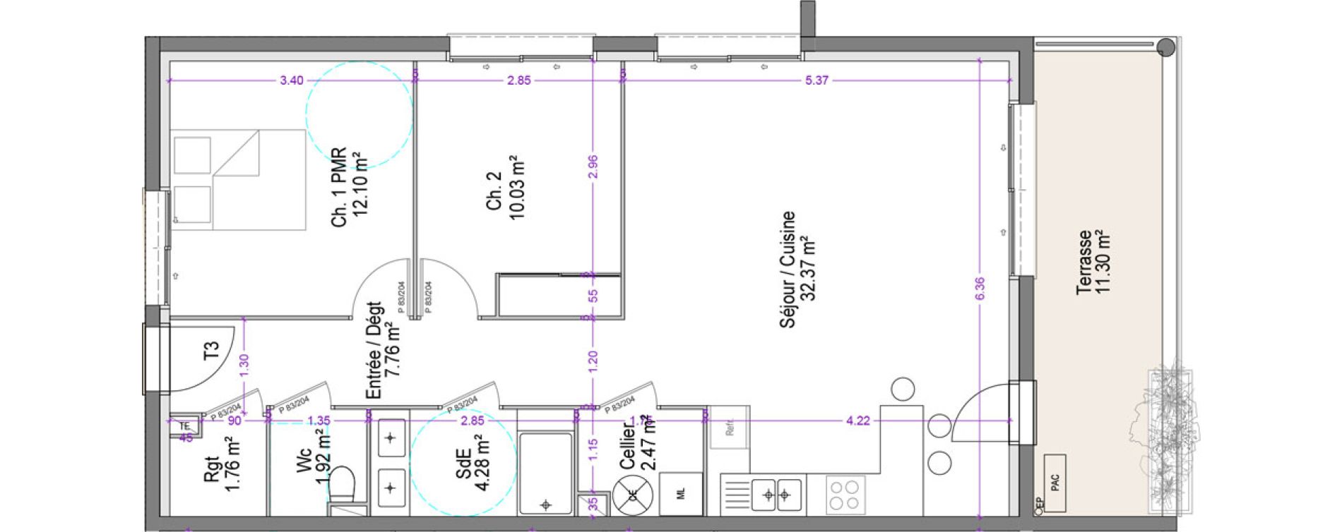 Appartement T3 de 72,69 m2 &agrave; S&eacute;nas Centre