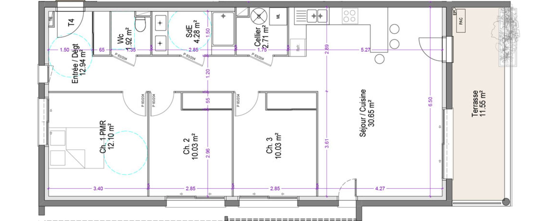 Appartement T4 de 84,66 m2 &agrave; S&eacute;nas Centre