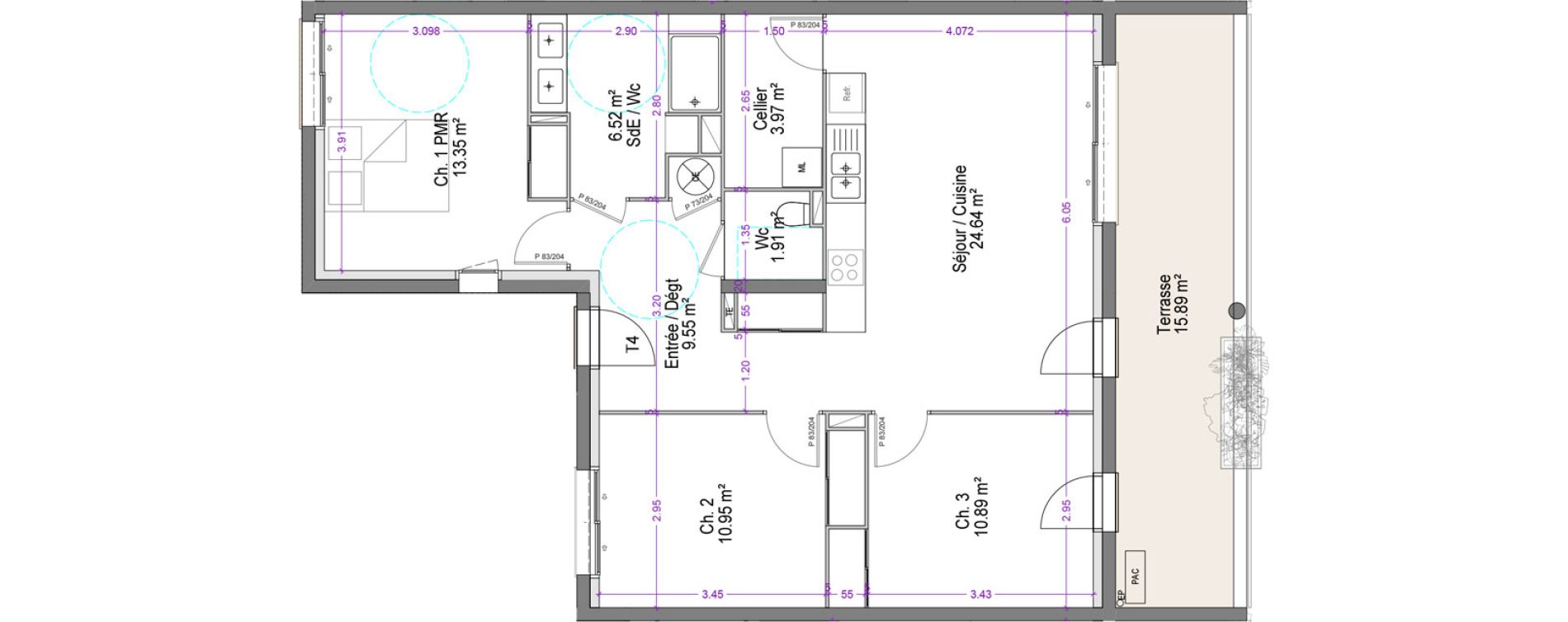 Appartement T4 de 81,78 m2 &agrave; S&eacute;nas Centre