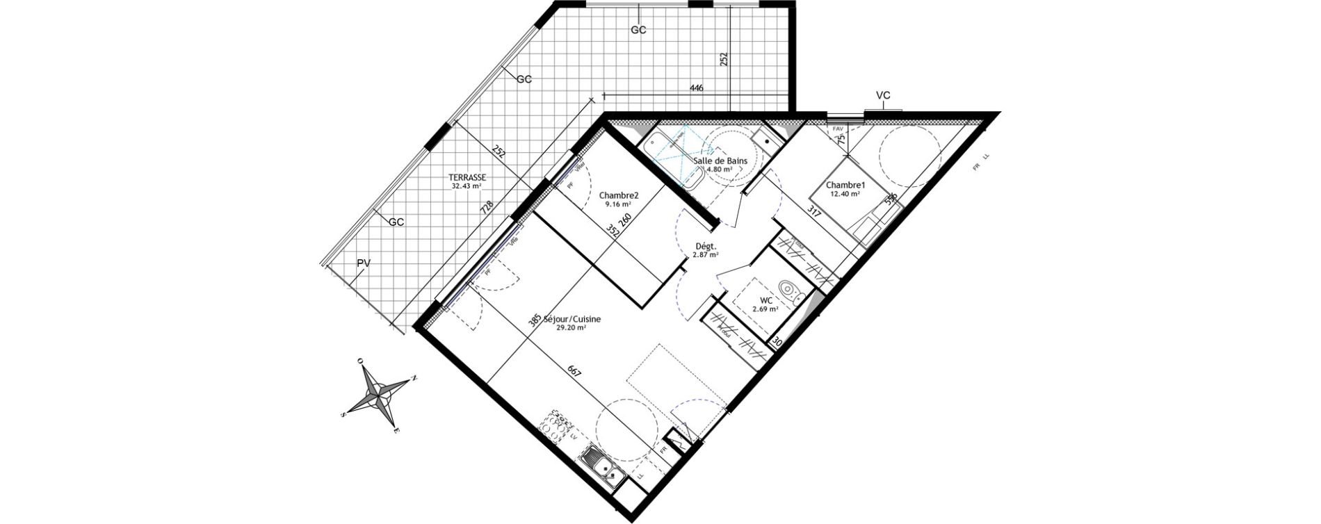 Appartement T3 de 61,11 m2 &agrave; Trets Ren&eacute; cassin