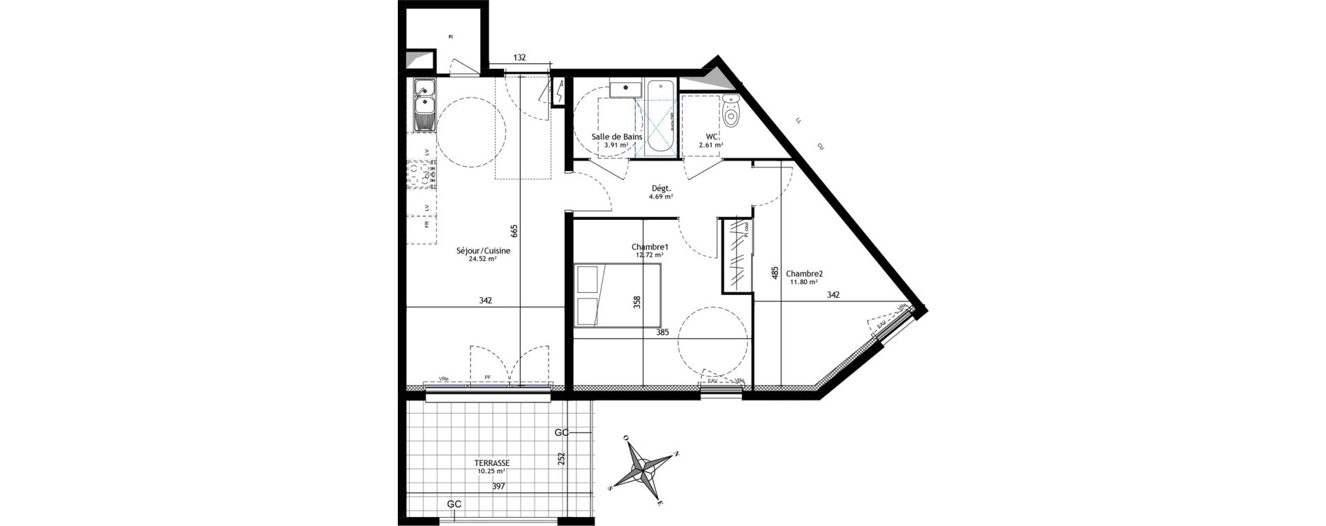 Appartement T3 de 60,25 m2 &agrave; Trets Ren&eacute; cassin