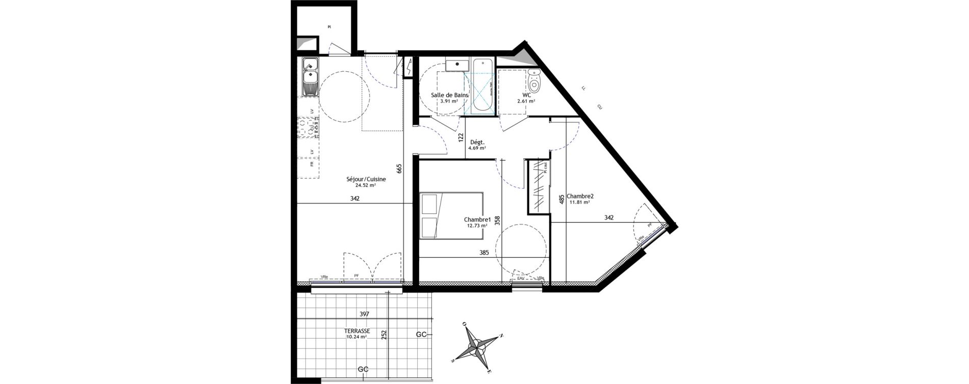 Appartement T3 de 60,28 m2 &agrave; Trets Ren&eacute; cassin