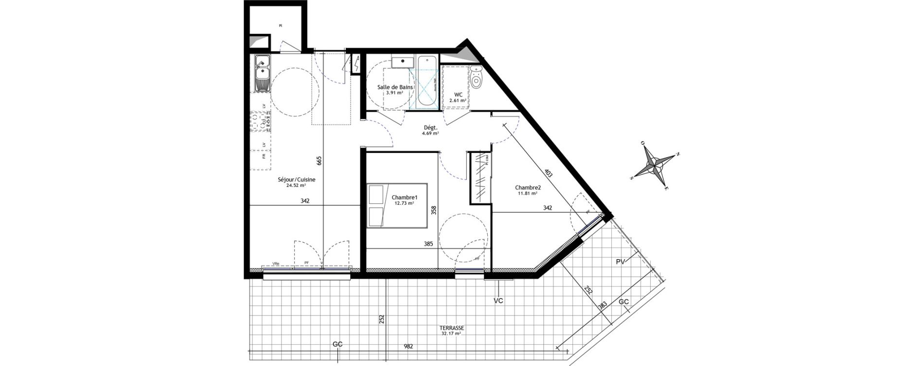 Appartement T3 de 60,27 m2 &agrave; Trets Ren&eacute; cassin