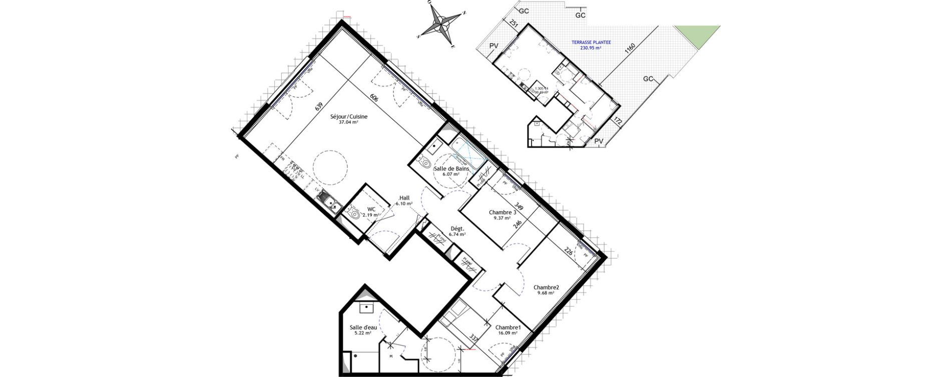 Appartement T4 de 98,49 m2 &agrave; Trets Ren&eacute; cassin
