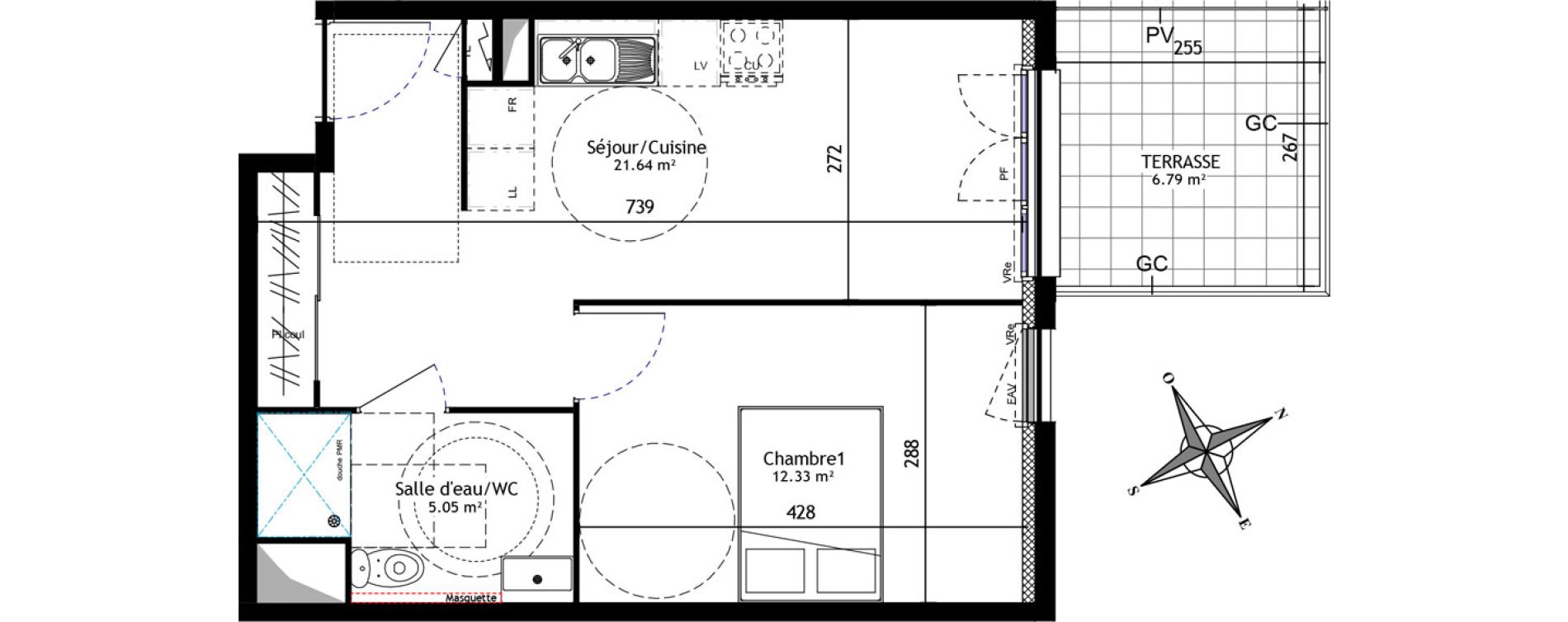 Appartement T2 de 39,01 m2 &agrave; Trets Ren&eacute; cassin