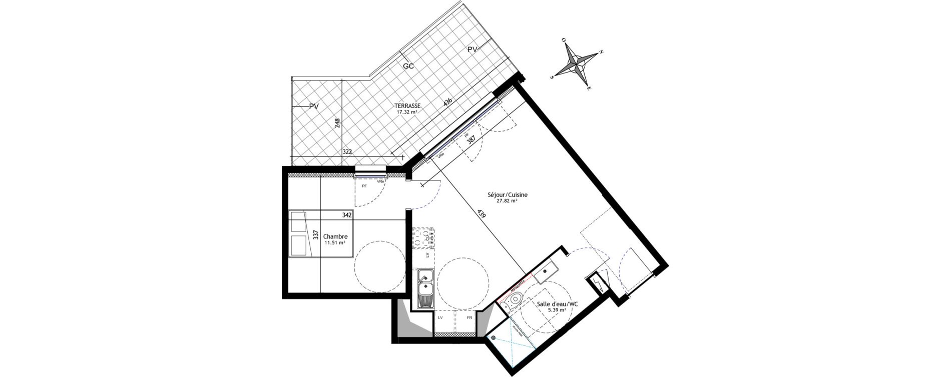 Appartement T2 de 44,72 m2 à Trets Centre