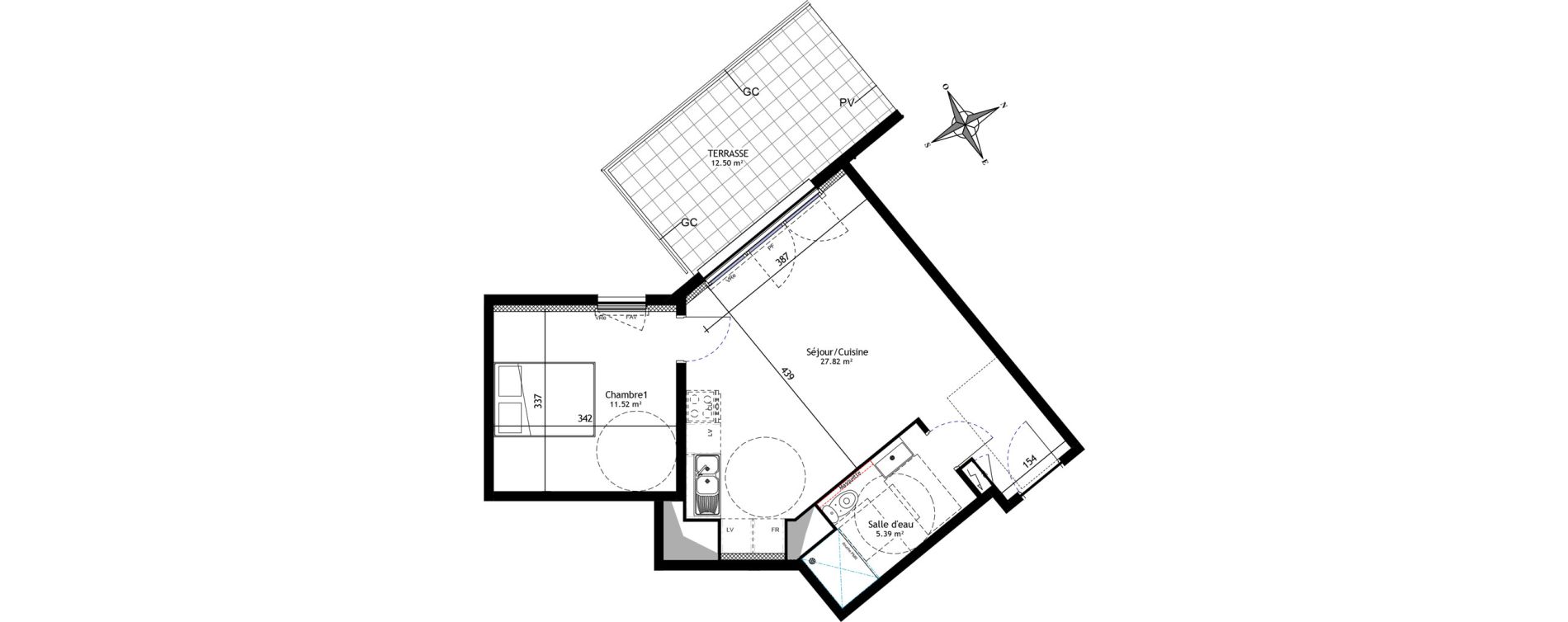 Appartement T2 de 44,73 m2 &agrave; Trets Ren&eacute; cassin