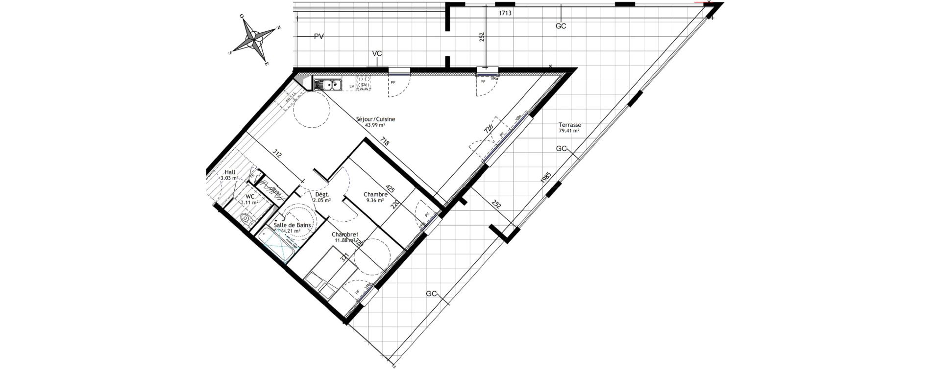 Appartement T3 de 76,63 m2 &agrave; Trets Ren&eacute; cassin