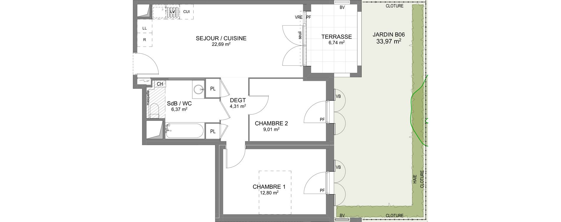 Appartement T3 de 55,18 m2 &agrave; Trets Centre