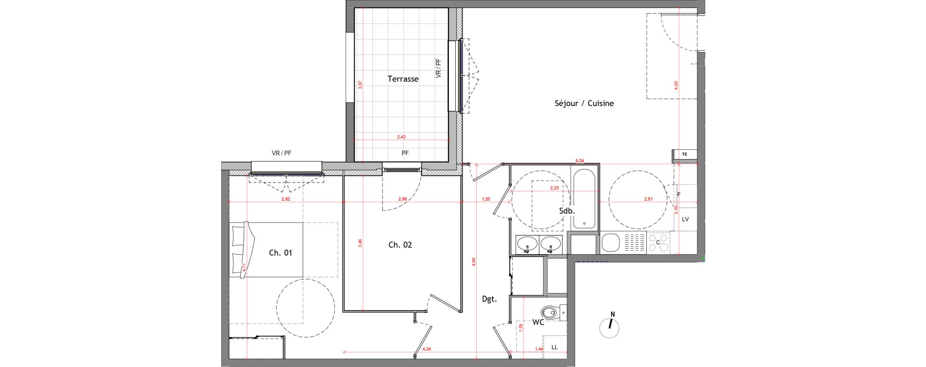 Appartement T3 de 71,41 m2 &agrave; Trets Ren&eacute; cassin