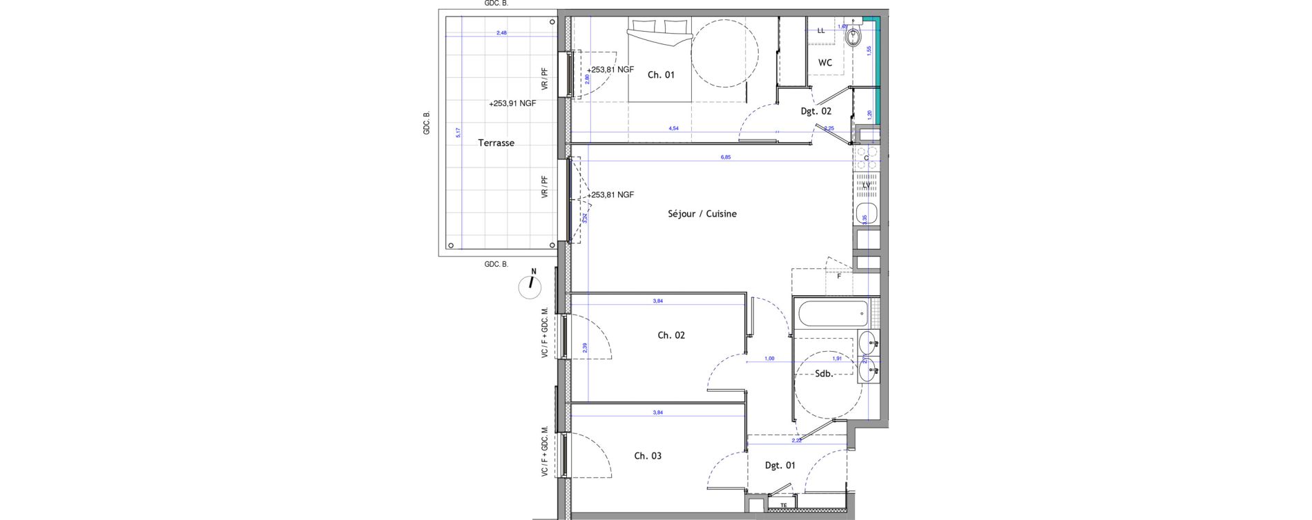 Appartement T4 de 70,02 m2 &agrave; Trets Ren&eacute; cassin