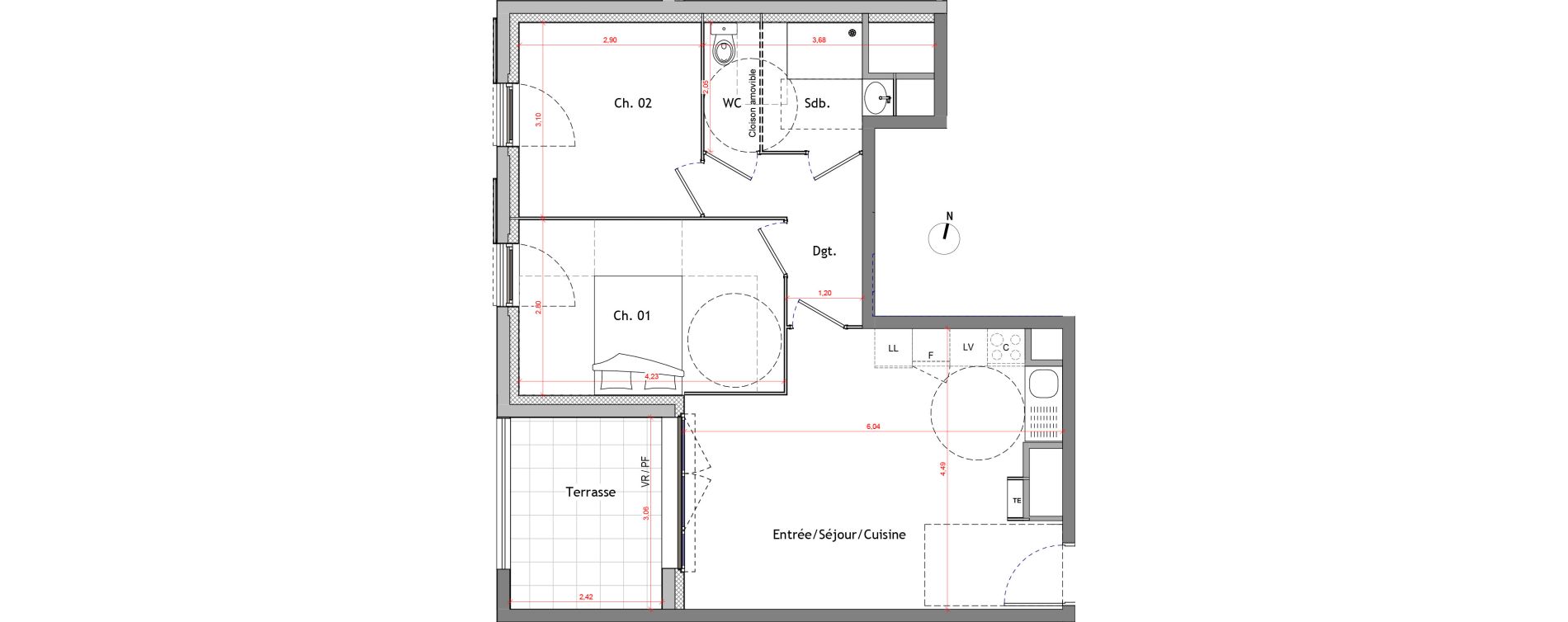 Appartement T3 de 54,50 m2 &agrave; Trets Ren&eacute; cassin