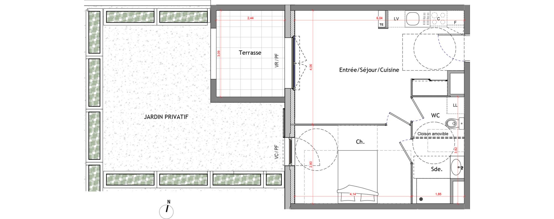 Appartement T2 de 39,80 m2 &agrave; Trets Ren&eacute; cassin