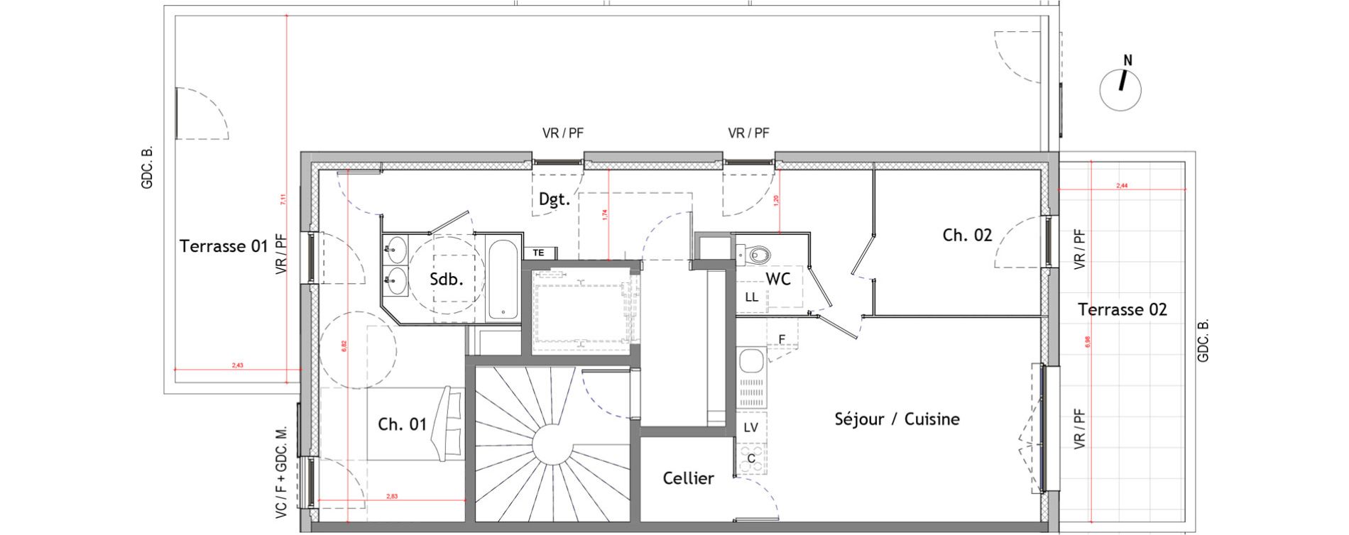Appartement T3 de 71,64 m2 &agrave; Trets Ren&eacute; cassin