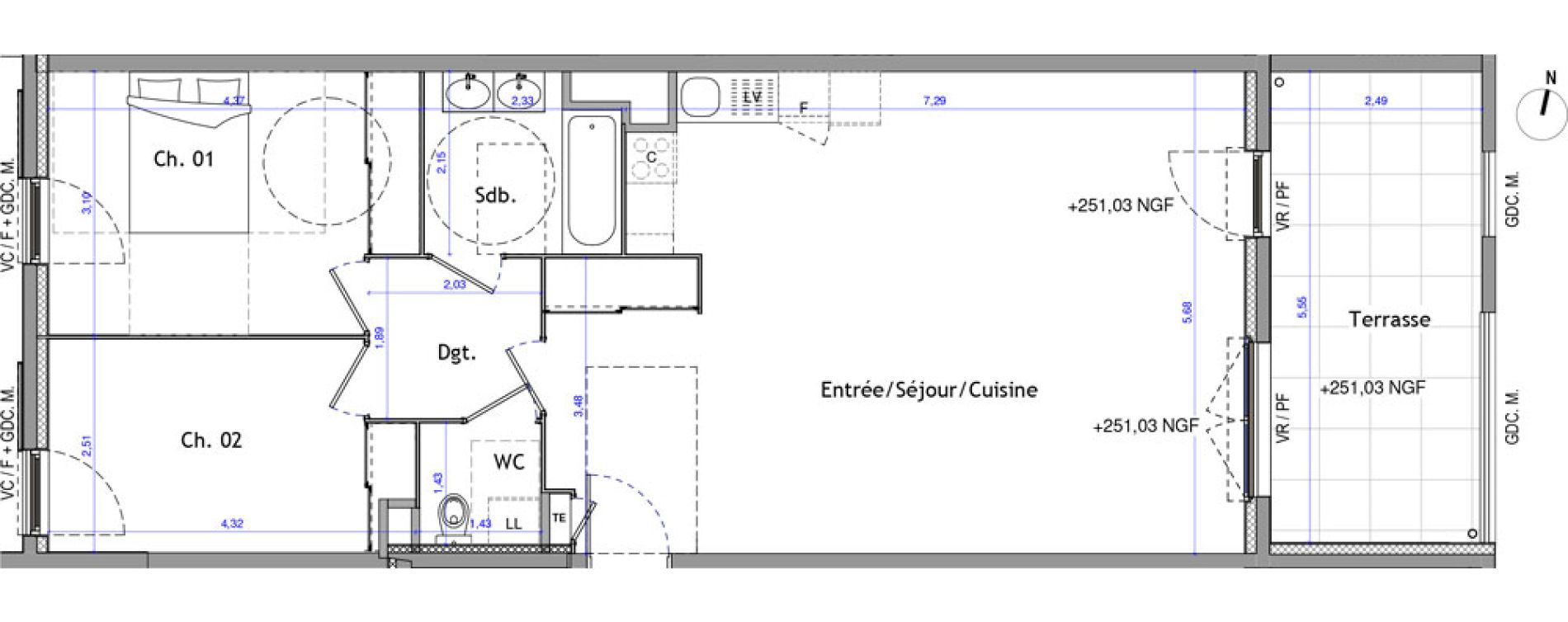 Appartement T3 de 77,00 m2 &agrave; Trets Ren&eacute; cassin