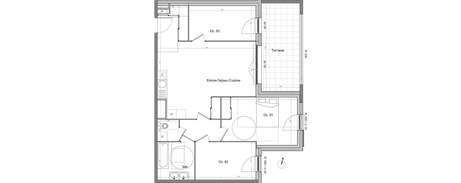 Appartement T4 de 74,28 m2 &agrave; Trets Ren&eacute; cassin