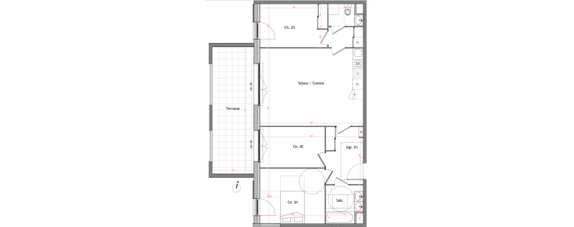 Appartement T4 de 75,57 m2 &agrave; Trets Ren&eacute; cassin