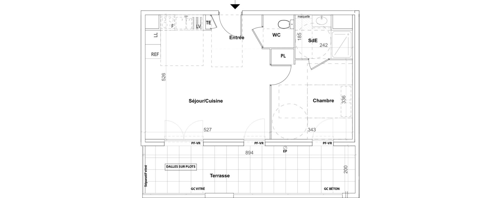 Appartement T2 de 44,25 m2 &agrave; Trets Village ouest