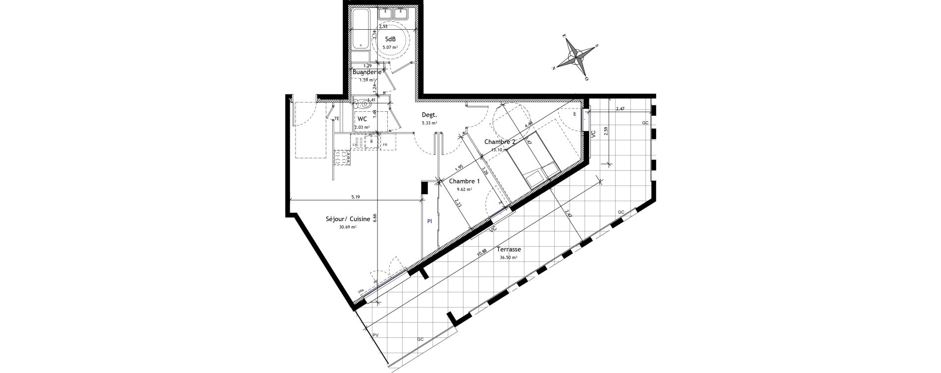 Appartement T3 de 67,44 m2 &agrave; Trets Ren&eacute; cassin