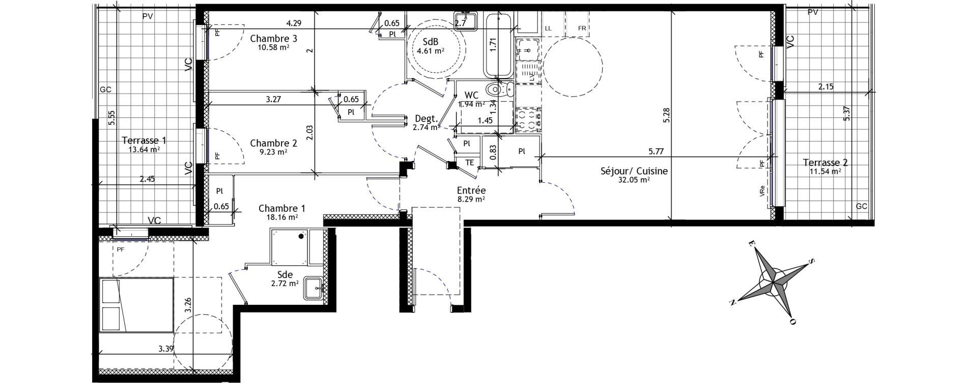 Appartement T4 de 90,31 m2 &agrave; Trets Ren&eacute; cassin