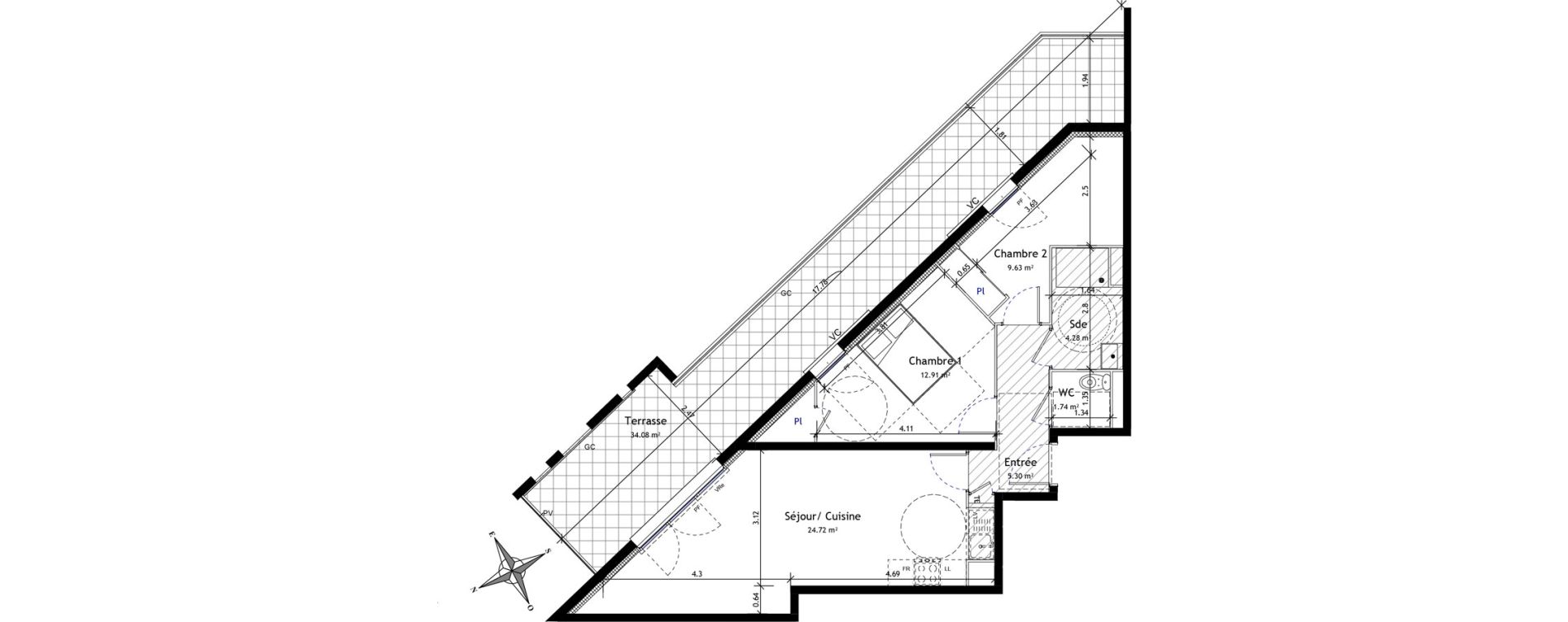 Appartement T3 de 58,59 m2 &agrave; Trets Ren&eacute; cassin