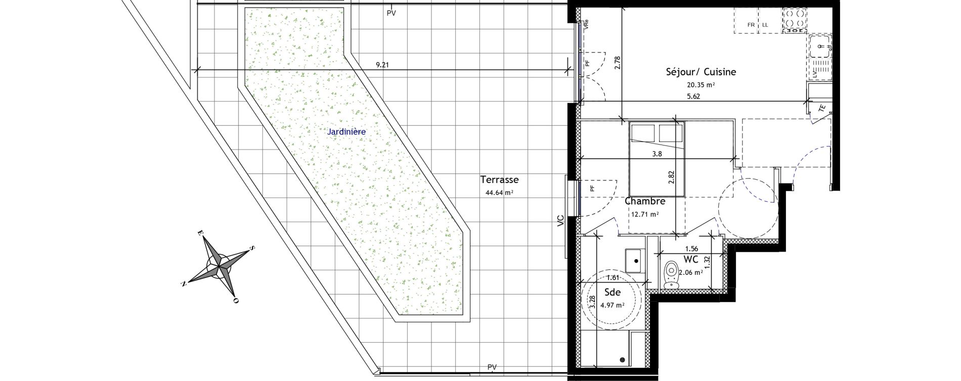 Appartement T2 de 40,09 m2 &agrave; Trets Ren&eacute; cassin