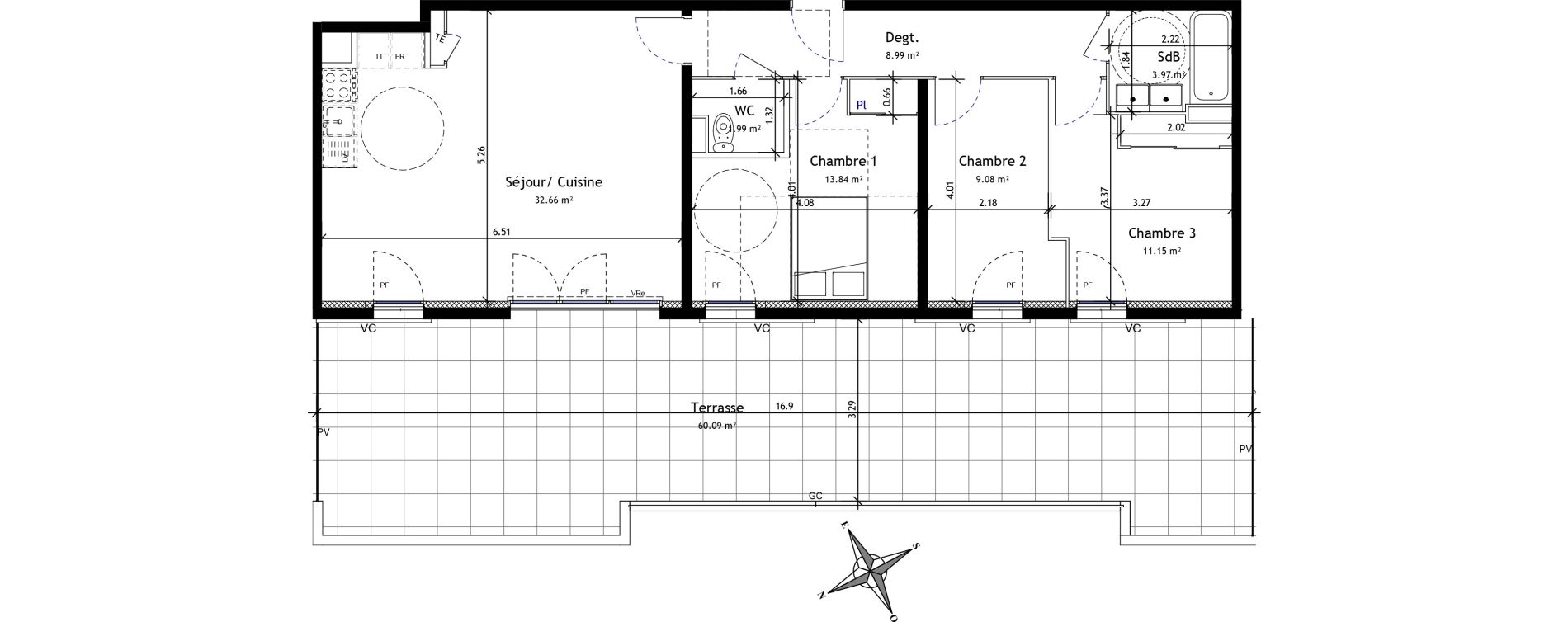 Appartement T4 de 81,69 m2 &agrave; Trets Ren&eacute; cassin