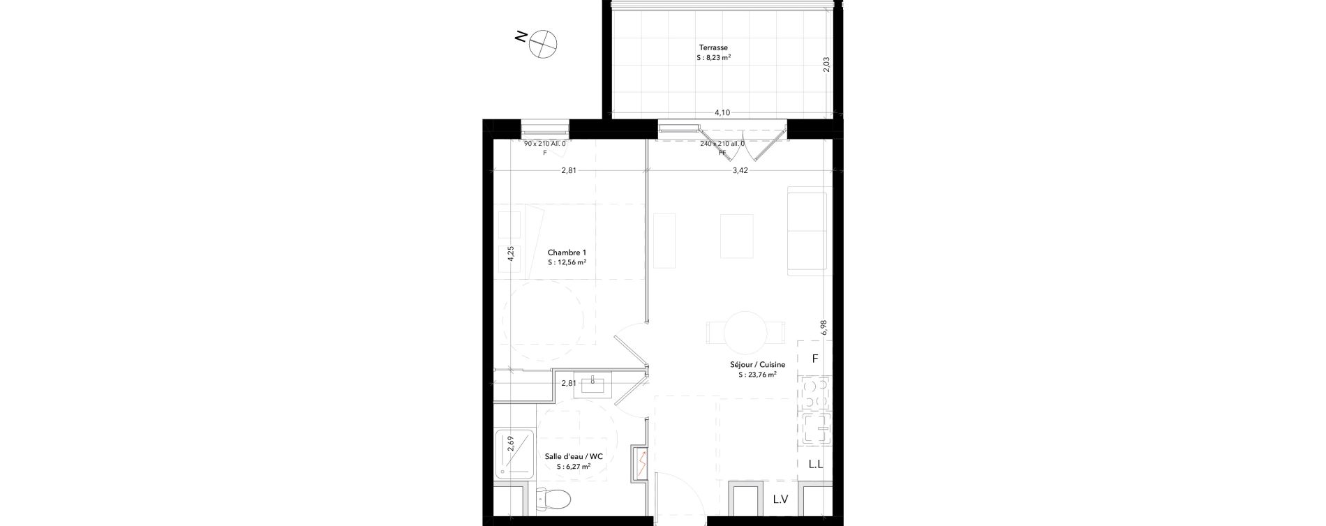 Appartement T2 de 42,59 m2 &agrave; Trets Ren&eacute; cassin