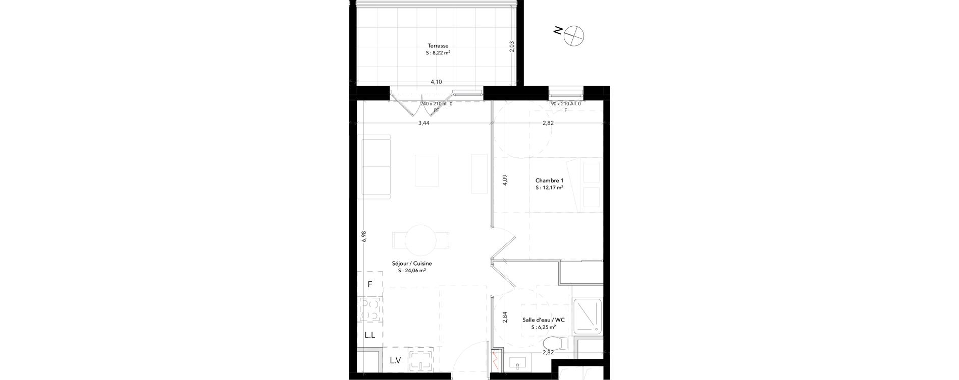 Appartement T2 de 42,48 m2 &agrave; Trets Ren&eacute; cassin