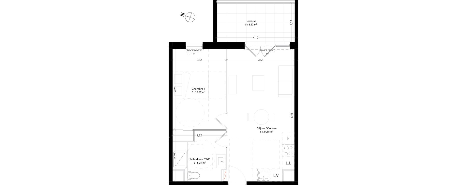 Appartement T2 de 43,73 m2 &agrave; Trets Ren&eacute; cassin