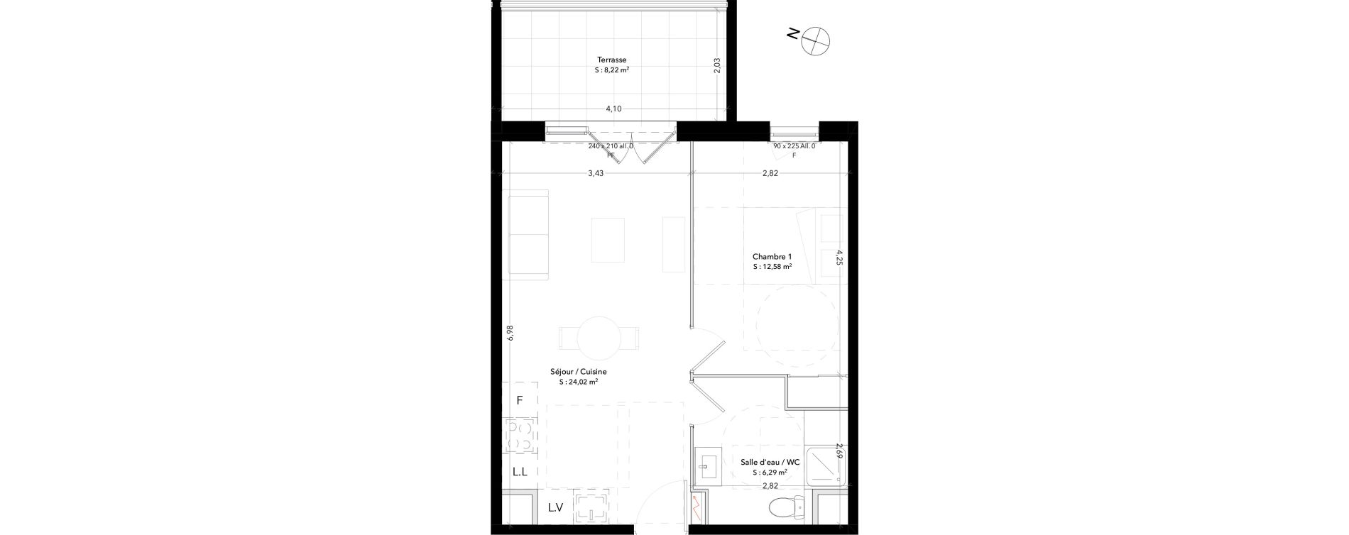 Appartement T2 de 42,89 m2 &agrave; Trets Ren&eacute; cassin