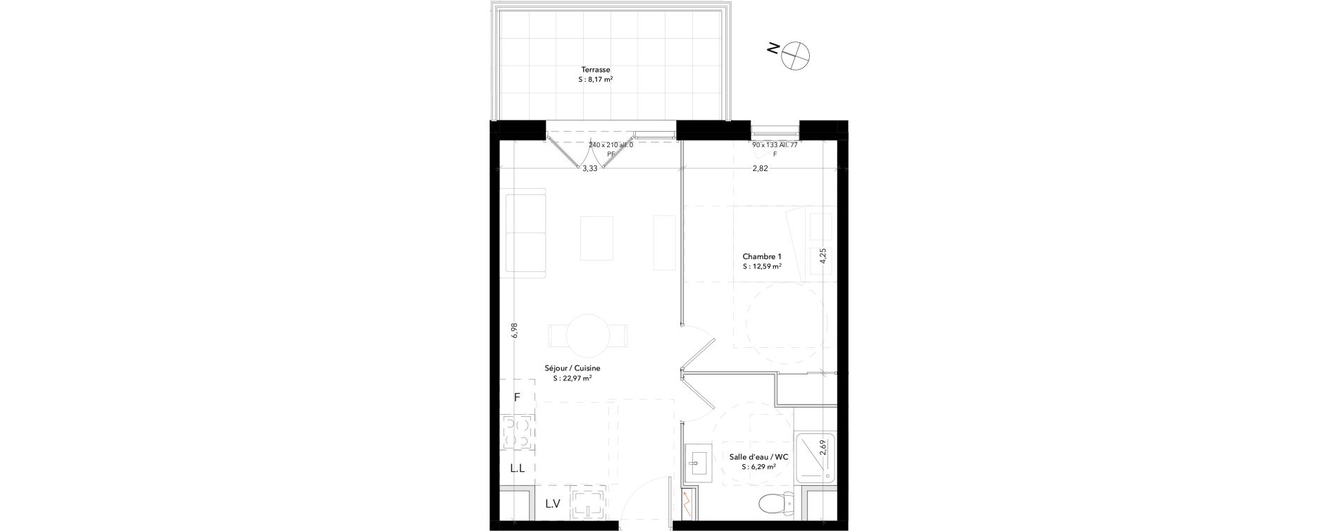 Appartement T2 de 41,85 m2 &agrave; Trets Ren&eacute; cassin