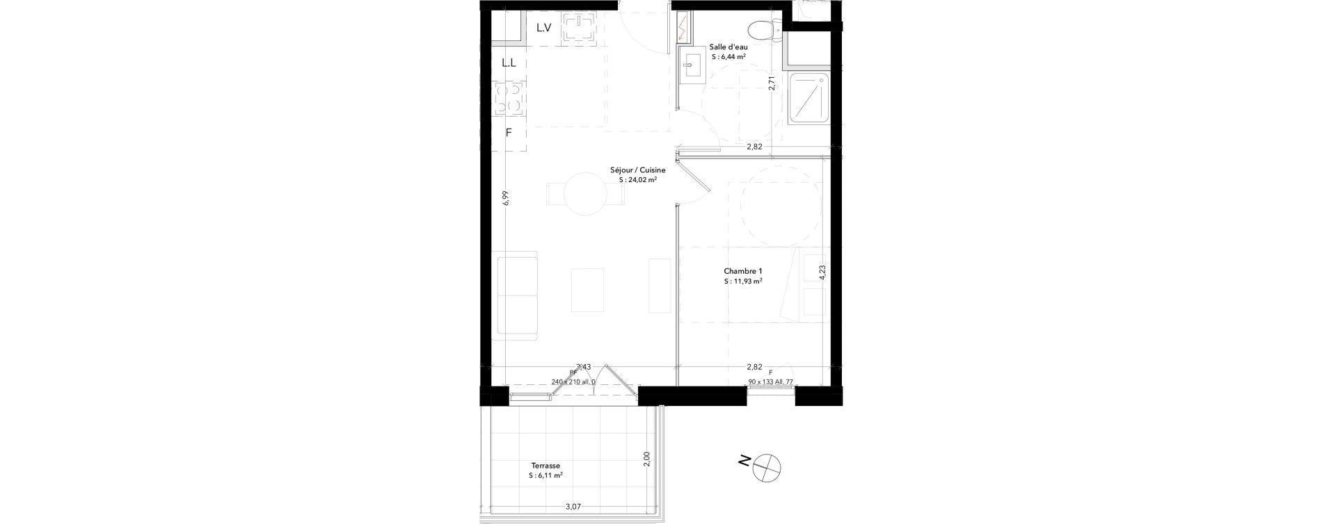 Appartement T2 de 42,39 m2 &agrave; Trets Ren&eacute; cassin