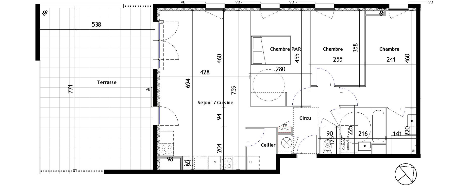 Appartement T4 de 83,54 m2 &agrave; Venelles Les michelons