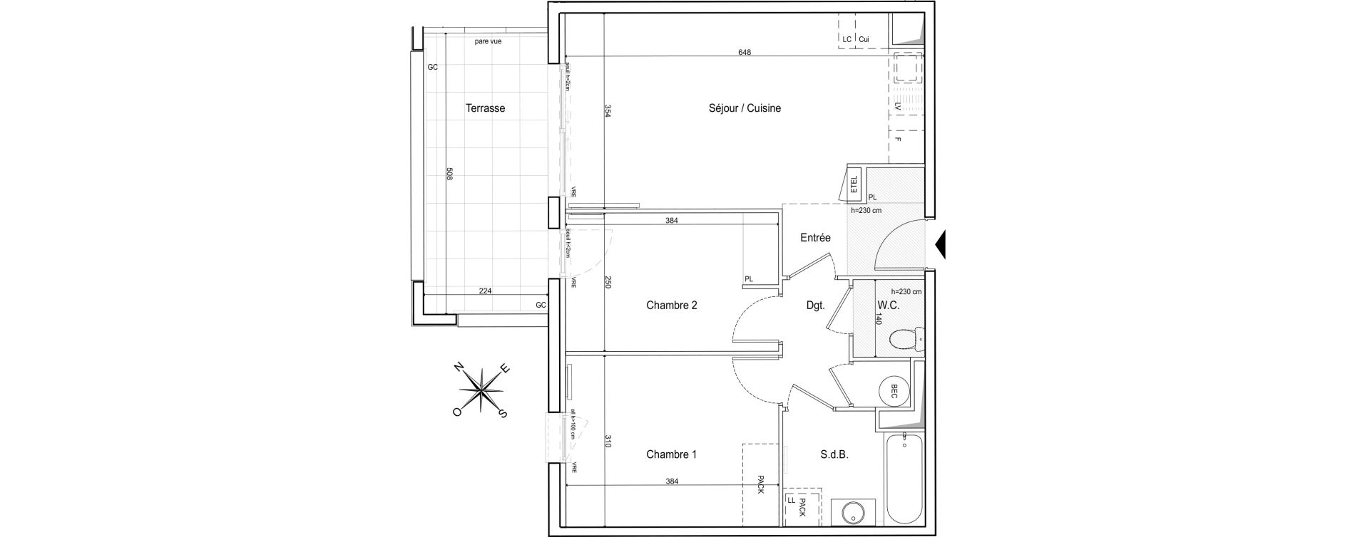 Appartement T3 de 57,39 m2 &agrave; Ventabren Centre