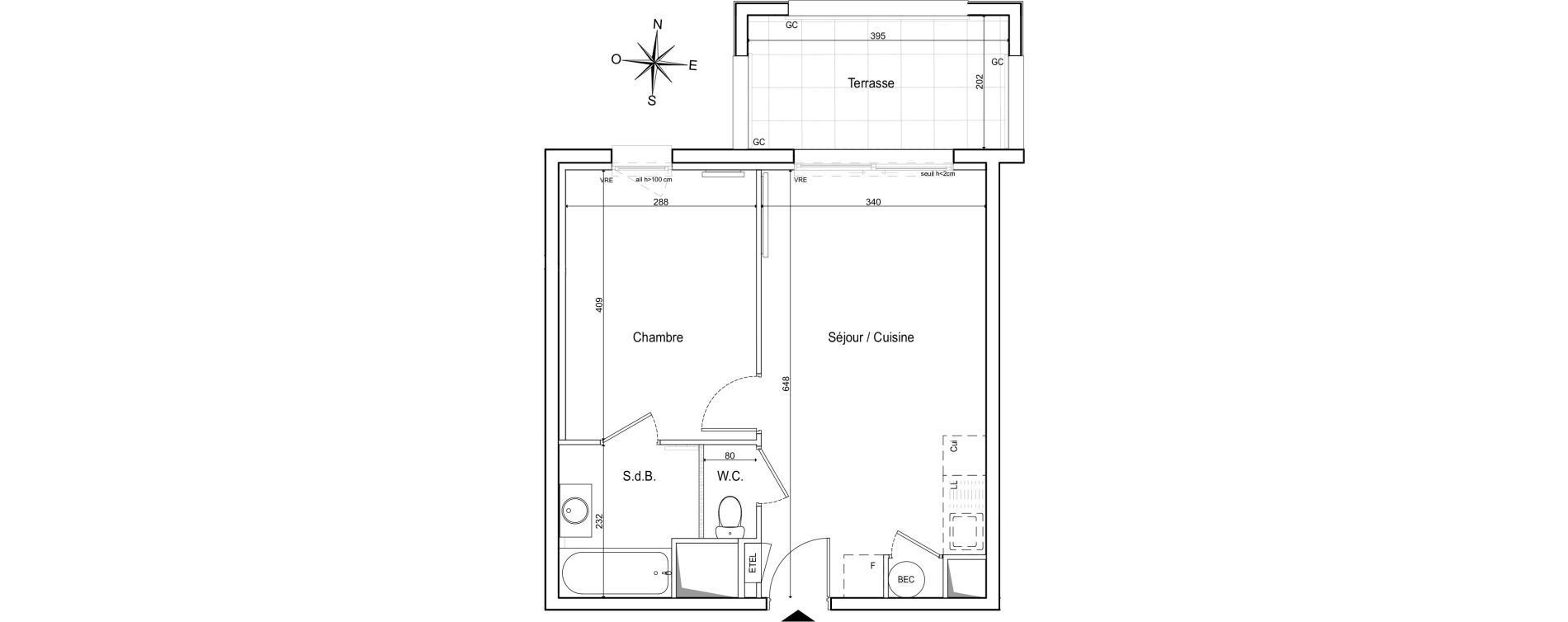 Appartement T2 de 39,10 m2 &agrave; Ventabren Centre