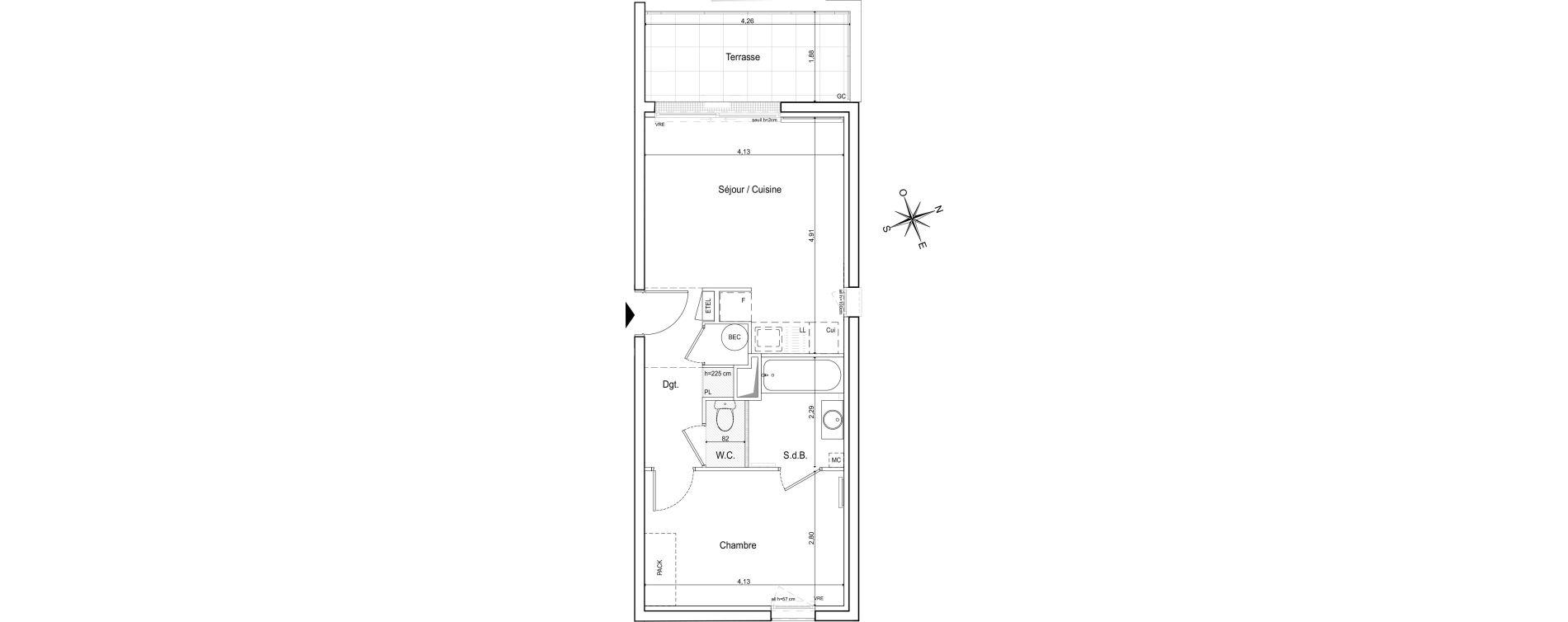 Appartement T2 de 40,46 m2 &agrave; Ventabren Centre