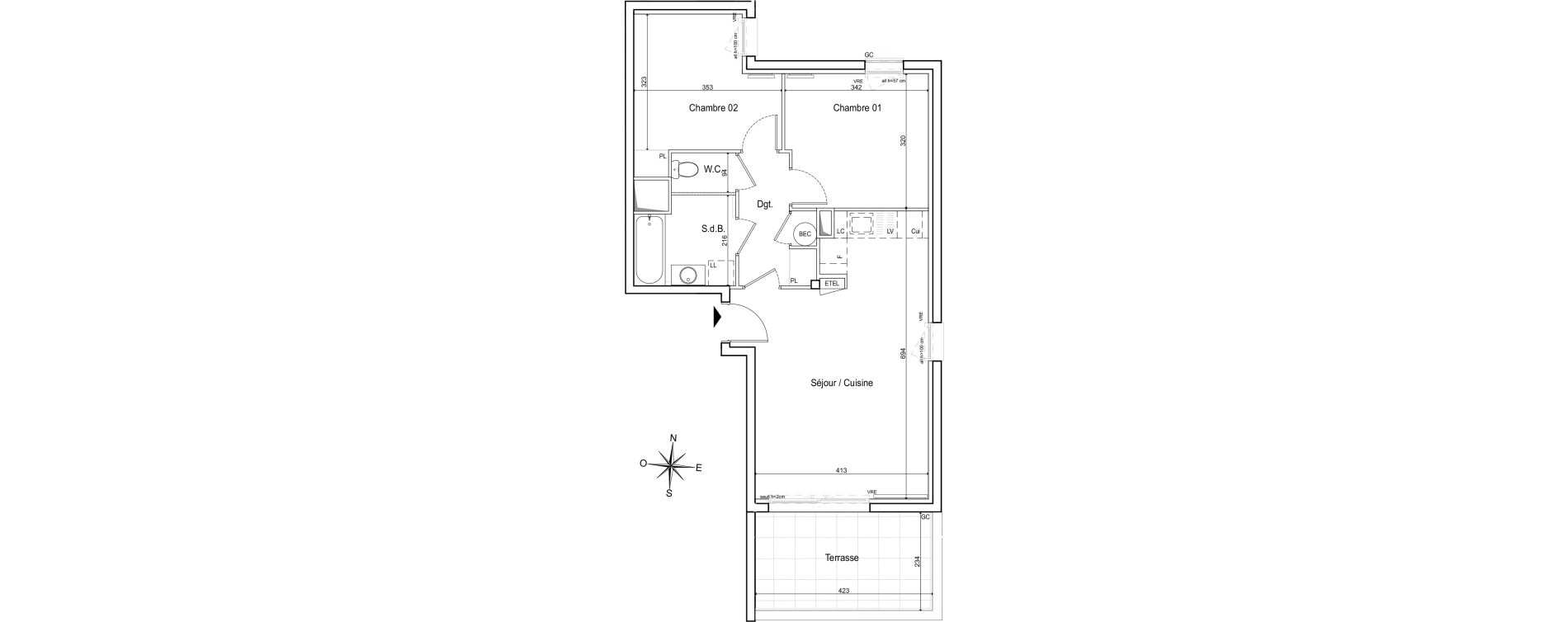 Appartement T3 de 58,57 m2 &agrave; Ventabren Centre
